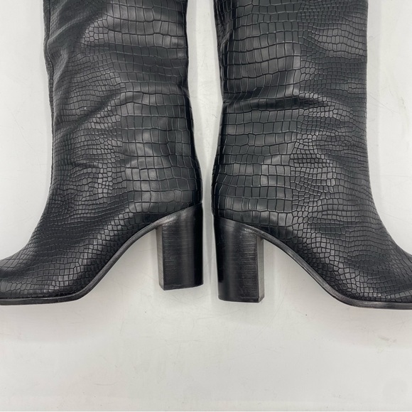 SHULTZ-Maryann’s black croc embossed boot with block heel - Picture 4 of 9